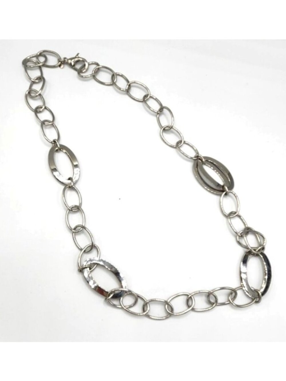 Oval Link Chain Necklace Silver-Tone Lightweight